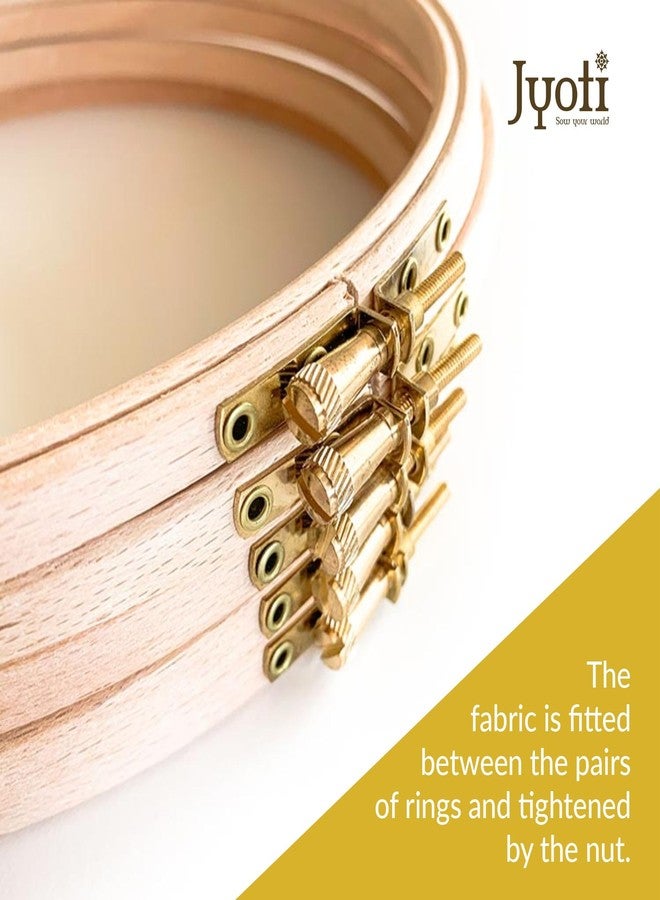 Jyoti Embroidery Hoop, Wooden Oval Adjustable, (2 Pieces of 8 Inches with Brass Fitting), Easily Loosen/Tighten, Cross Stitch Hoop Ring for Sewing, Needlework, Craft Projects & Ornaments - Pack of 2 - Image 5